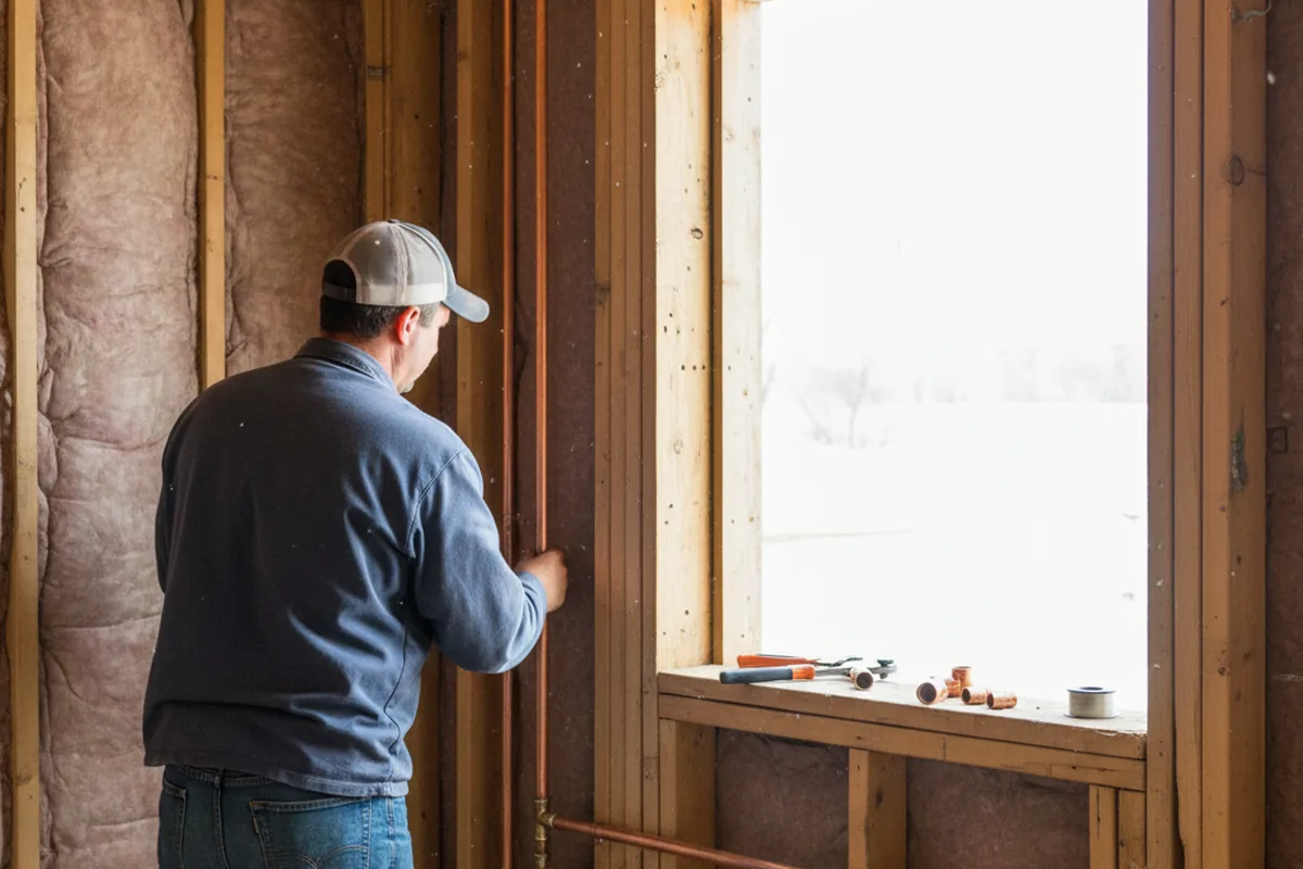 Licensed plumber running new copper supply lines in a Joliet home