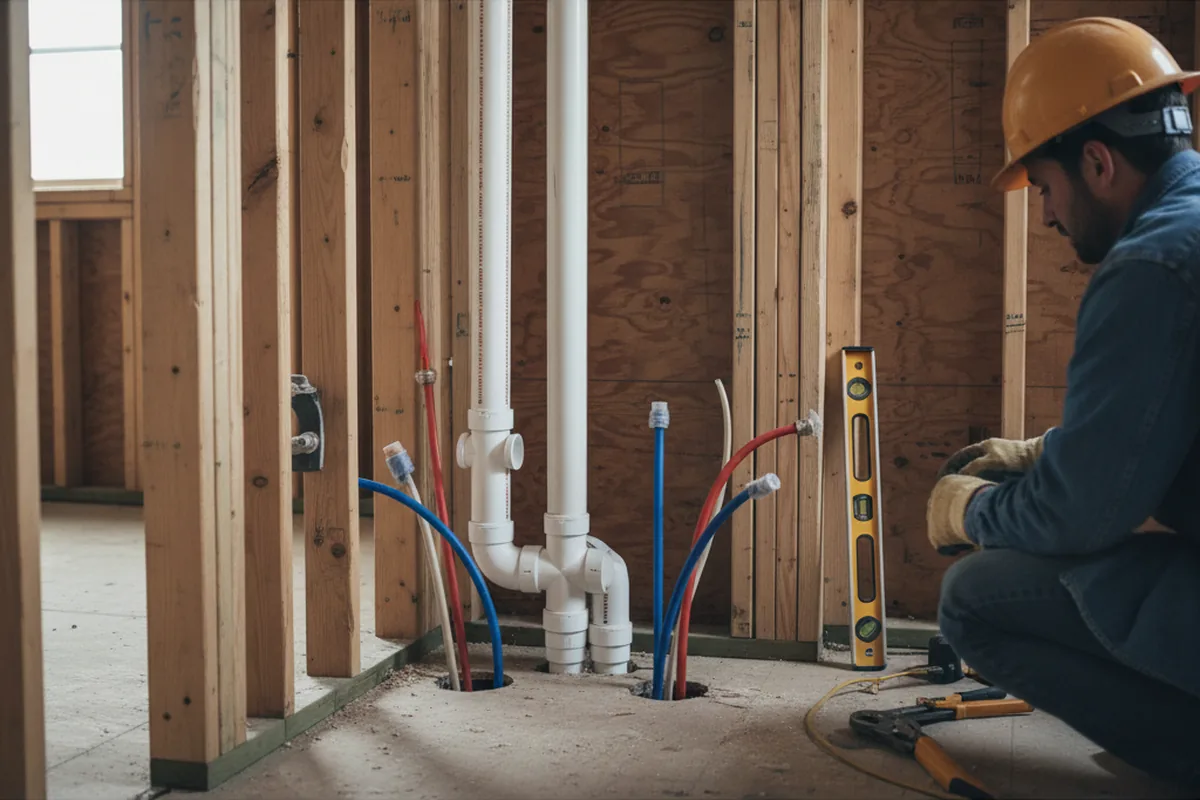 Drain and supply rough-in during Leak Detection in Joliet